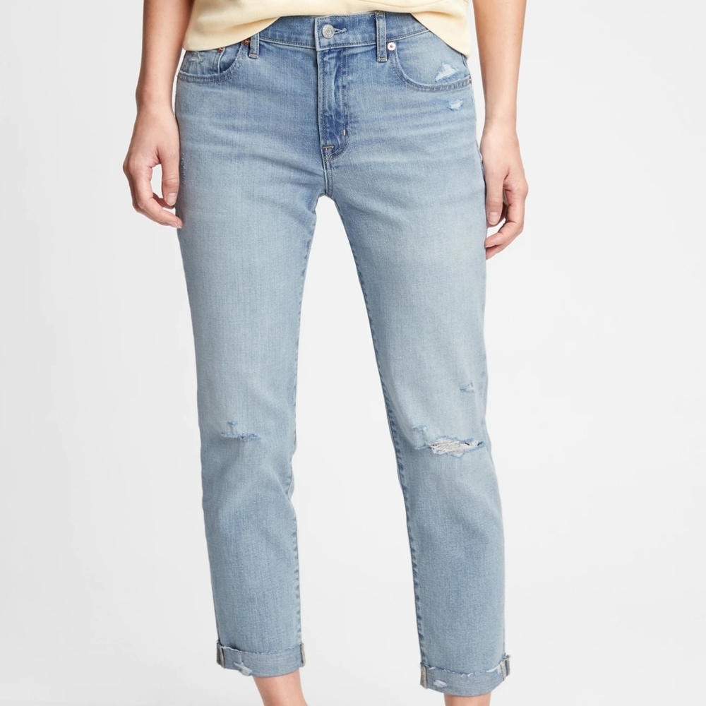 Gap 1969 Light Indigo Distressed Girlfriend Jeans 27